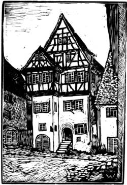 W. H. Wöhr: Güglingen, Helferhaus (Holzschnitt ca. 1930)