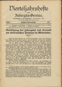 Titelblatt der Ausgabe 1905 IV