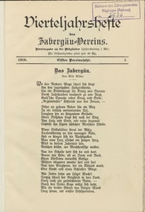 Titelblatt der Ausgabe 1910 I